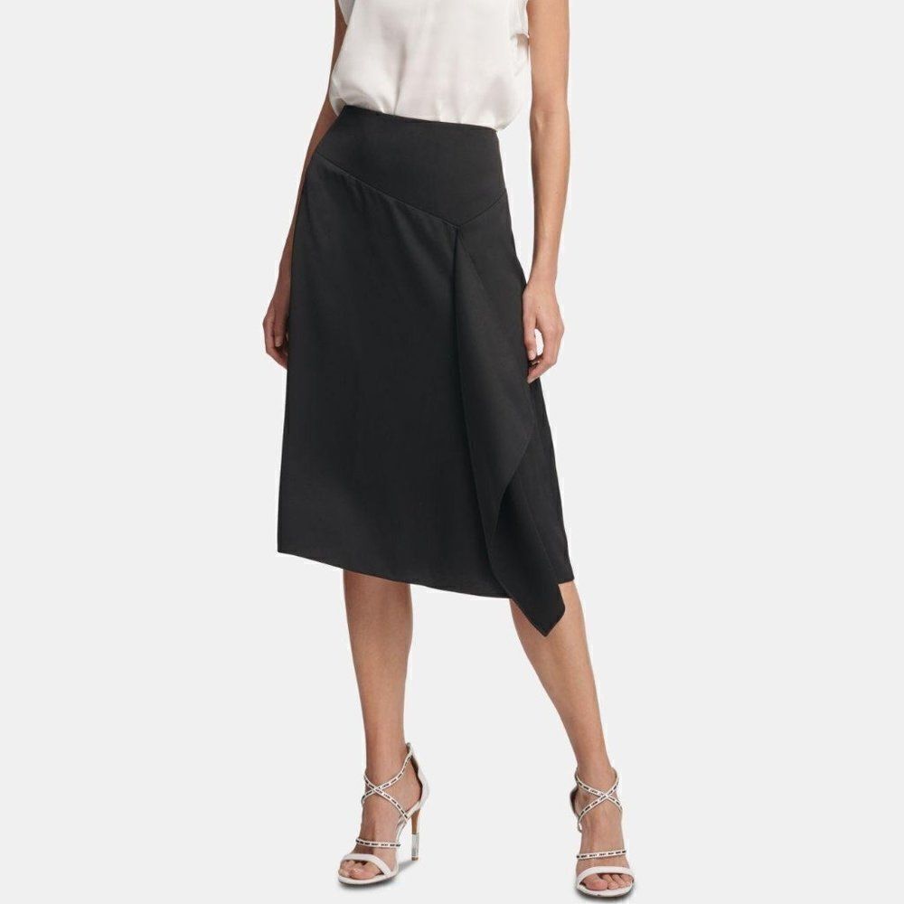 DKNY Ruffled Midi Skirt size 14 in Black - NEW